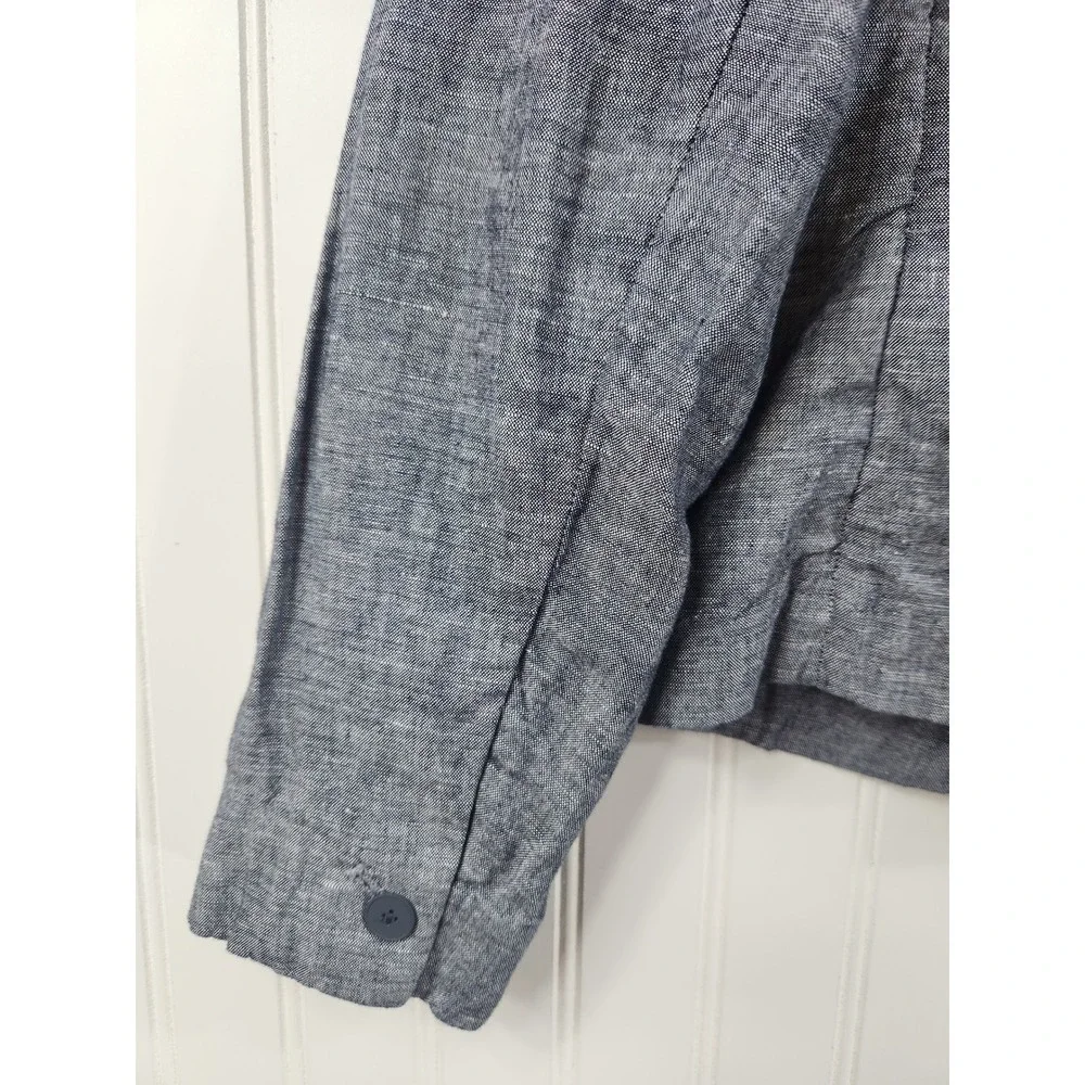 Gap Womens Blue Linen Blend Single Button Blazer Jacket Size 10‎ Chambray Summer